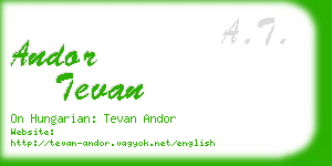 andor tevan business card